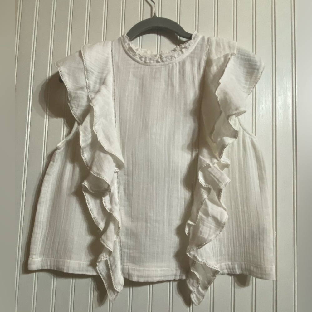 dRA Flutter Sleeve Eyelet Detail Blouse Size Small in White - Picture 1 of 5